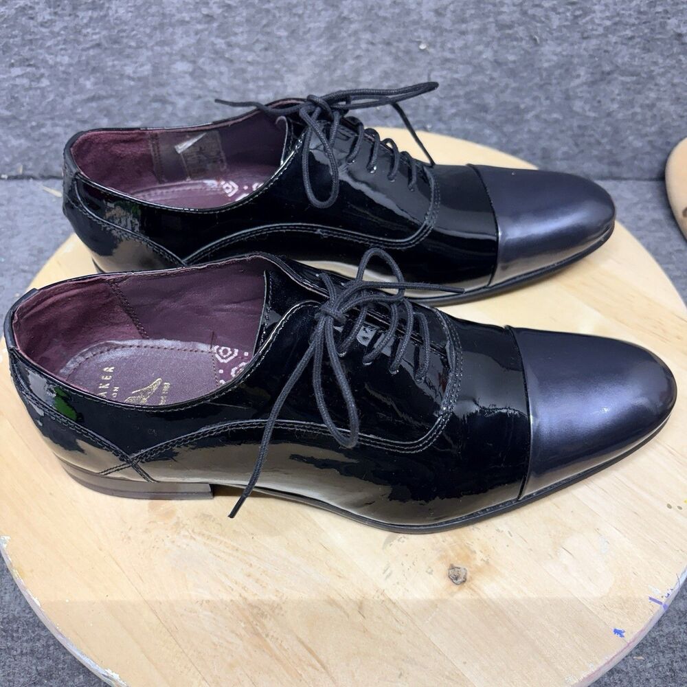 Ted Baker London Men's Black Leather Lace-Up Dress Shoes Round Toe US 9 UK 8
